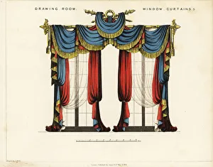 Scarlet Prints: Drawing room window curtains, Regency style