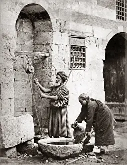 Drawing water from a well, Egypt, circa 1880s