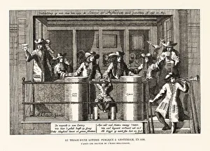 Diversion Prints: Drawing winners in a public lottery in Amsterdam, 1696