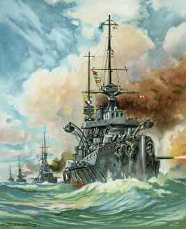 Navy Gallery: A Dreadnought firing her great guns