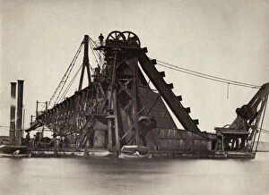 Cranes Collection: Dredging barge on the River Nile, Egypt, c. 1890 s