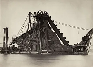 Dredge Prints: Dredging barge on the River Nile, Egypt, c. 1890 s
