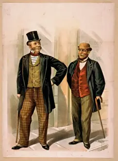 Canes Prints: Two well dressed men with canes, standing on sidewalk outsid