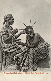 Afro Prints: Dressing Fante Ladys hair - Sekondi, Gold Coast, Africa