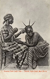 Hairstyle Gallery: Dressing Fante Ladys hair - Sekondi, Gold Coast, Africa
