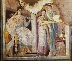 Dressing scene of a priestess. Roman art. Early