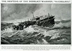 Drifting derelict warship, Richelieu, by G. H. Davis
