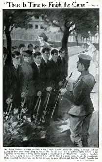 Quotation Prints: Drilling recruits in Temple Gardens, London, WW1
