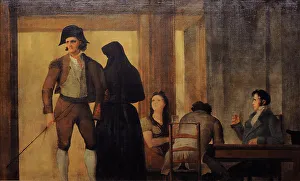 Drinkers Seated at a Table in the Cafe de Levante in Madrid