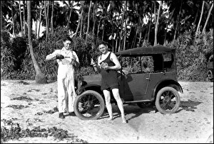 Chaps Gallery: Drinking by an Austin 7 car on the beach