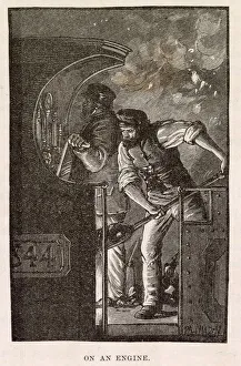 Images Dated 22nd September 2020: Driver and stoker on the footplate of a night train : by now