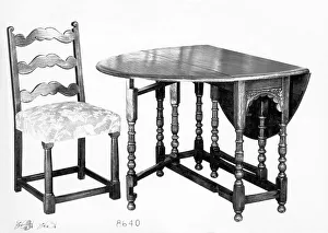 Drop Leaf Prints: A drop-leaf table and chair