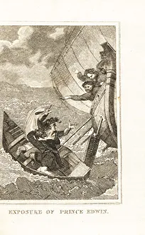 10th Century Prints: The drowning at sea of Anglo-Saxon prince Edwin, 933