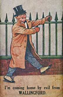 Images Dated 20th February 2017: Drunken man on a comic postcard