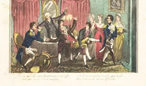 Drunken Prints: Drunken scene at a wedding in an English Regency parlour
