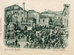 Sellers Prints: Dubrovnik (Ragusa) - Croatia - Piazza Gundulic
