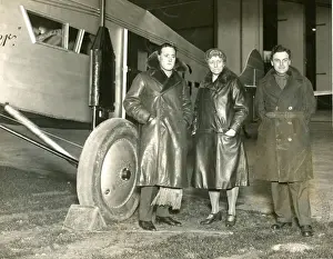 The Duchess of Bedford with Capt C. D. Barnard, left, pil?