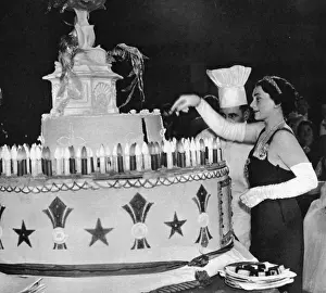 Balls Prints: Duchess of Gloucester cuts cake, Queen Charlottes Ball