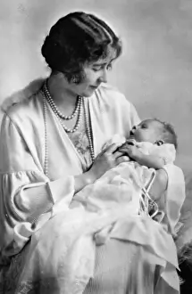 The Duchess of York holding Princess Elizabeth of York