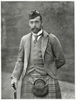 Duke of Cornwall and York (1865 - 1936), later King George V. Photograph taken when the Duke had just recovered from typhoid fever, that confined him to bed for six weeks. Date: 1892