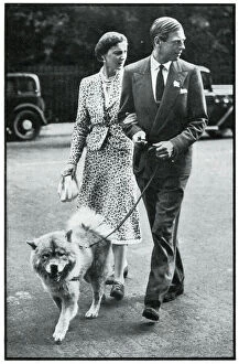 Duke and Duchess of Kent walking their chow dog, Sept 1939