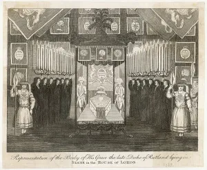 Funerals Prints: DUKE RUTLAND LIES STATE