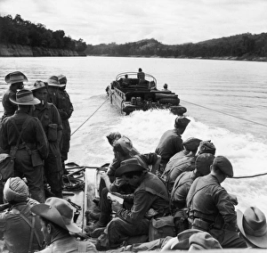 Amphibious Gallery: DUKW powered ferry on the Great Chindwin River, Burma