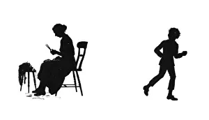 Dunderpate and his mother with the darning Dunderpate and his mother with the darning