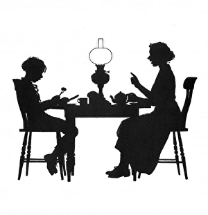 Images Dated 17th October 2011: Dunderpate and his mother at the supper table