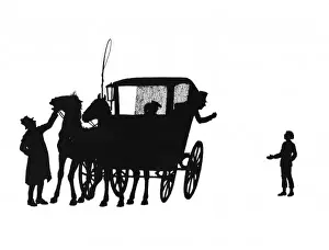 Stopped Prints: Dunderpate speaks to the squire in the coach
