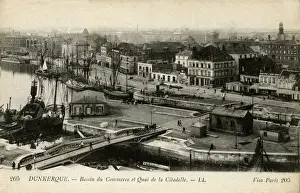 Quai Prints: Dunkirk, France - Bassin du Commerce marina and city quay