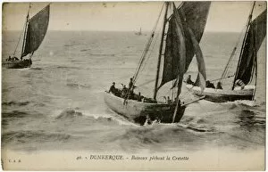 Dunkirk, France - boats fishing for shrimps