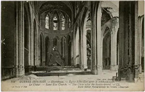 Eglise Prints: Dunkirk, France - interior of Saint Eloi Church, WW1
