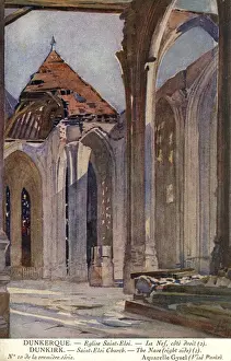 Dunkirk, France - Saint Eloi church nave, WW1