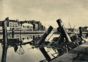Images Dated 4th April 2016: Dunkirk, France - tugs sunk in the port, WW2