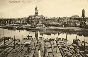 Harbours Prints: Dunkirk, France - view over harbour