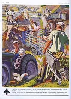 Tyre Prints: Dunlop advertisement featuring farming scene, 1938