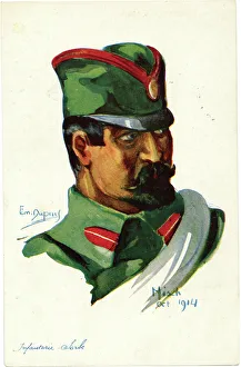 Poilus Prints: A Dupuis head and shoulders of a Serbian soldier