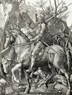 DURER, Albrecht (1471-1528). Knight, Death, and