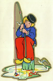 Transfer Prints: Dutch Boy Fishing