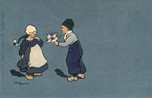 Dutch boy and girl in blue