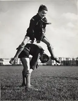 Leapfrog Prints: Dutch boy scouts playing leapfrog, Holland