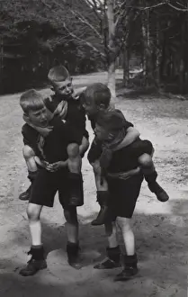 Piggyback Prints: Dutch boy scouts playing piggyback, Holland