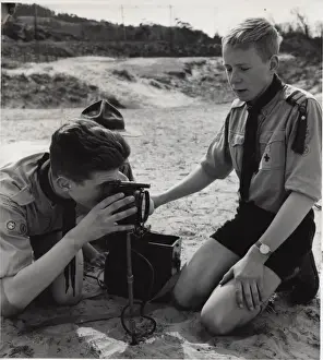 Signalling Prints: Dutch boy scouts with signalling equipment, Holland