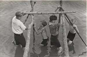 Dutch boy scouts in water, Holland