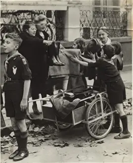 Jumble Prints: Dutch cub scouts collecting items, Holland