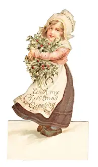 Dutch girl on a cutout Christmas card