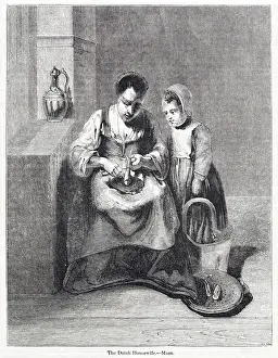 1650s Prints: The Dutch Housewife, by Nicolaes Maes
