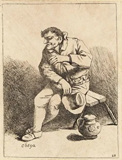 David Deuchar Prints: Dutch man sitting on a bench, holding his hat