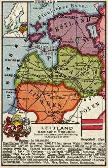 Latvian Collection: Dutch map postcard of the Baltic States